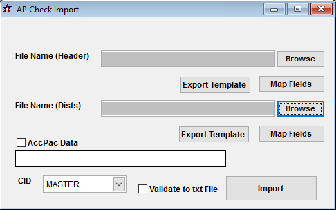 Import AP Checks Screen