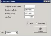 Non Stock Sales Screen