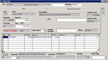 PO Receipt Item Tab