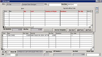 PO Receipt Serial/Lot/Exp Date Tab