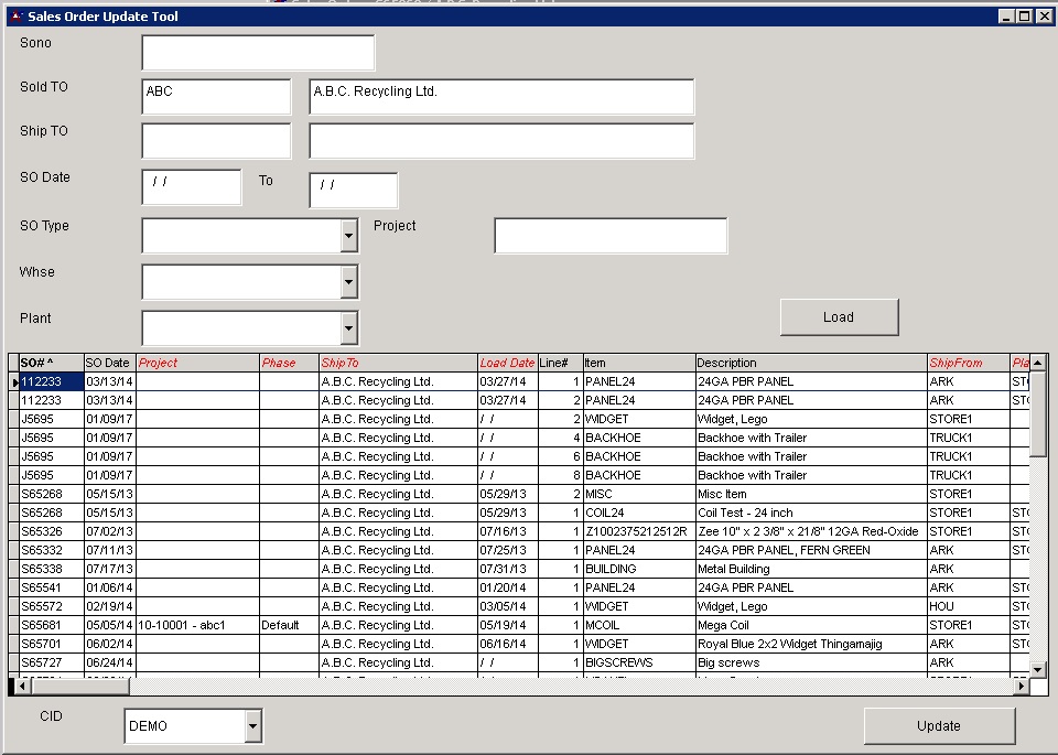 Sales Order Update Tool