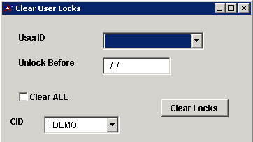 Clear User Locks Screen