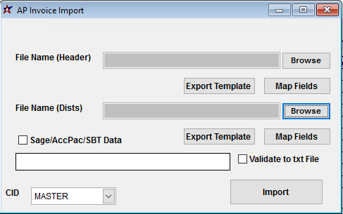 AP Invoice Import Screen
