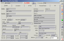Purchase Order Screen