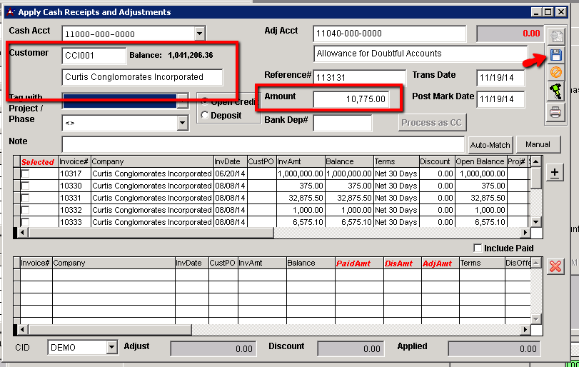 Apply Cash Receipts and Adjustments