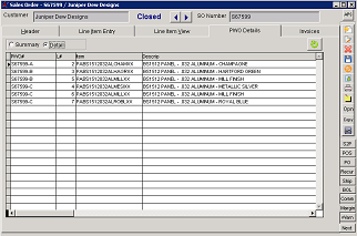 Sales Order PWO Details Tab with Details of PWO's