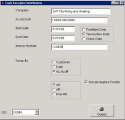 Cash Receipts Distribution Screen