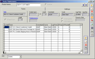 Route Maintenance - Tasks Tab