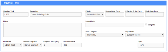 Standard Task Main Fields