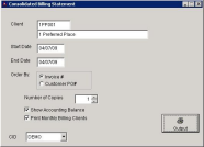 Consolidated Billing Statement Screen