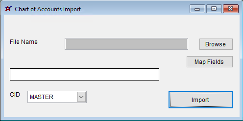 Chart of Accounts Import Screen