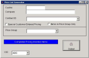 Price List Genorator Screen