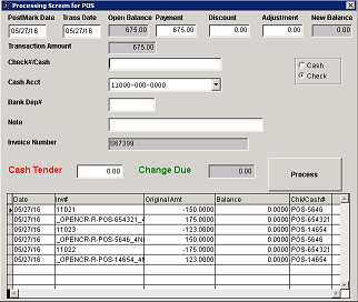 Processing Screen for POS