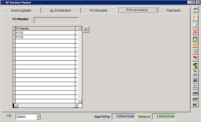 AP Invoice Master PO's on Invoice