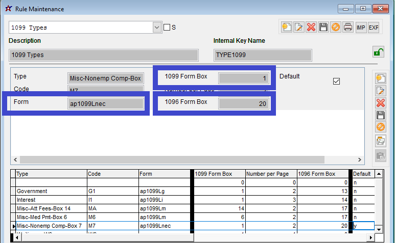 1099 NEC Settings