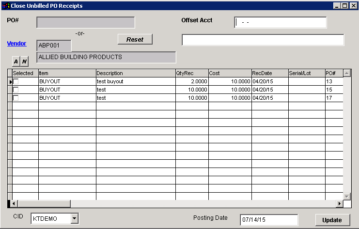 Close Unbilled PO Receipts