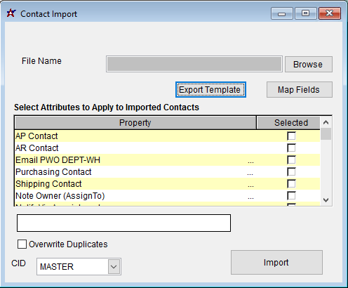 Contact Import Screen