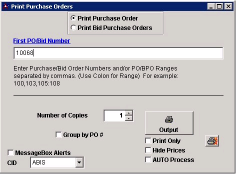 Print Purchase Order Screen