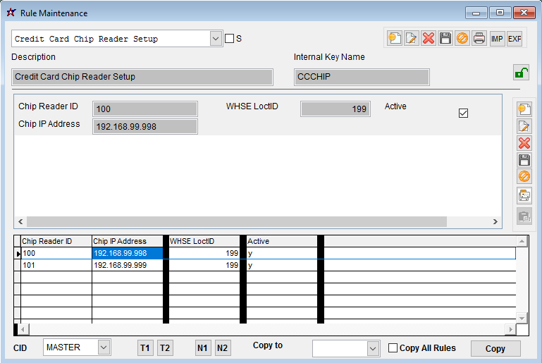 Credit Card Chip Reader Setup Rule Example