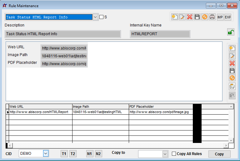 Task Status HTML Report Info Rule