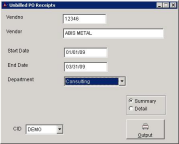 Unbilled PO Receipts Screen