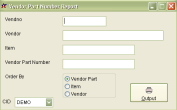 Vendor Part Number Report