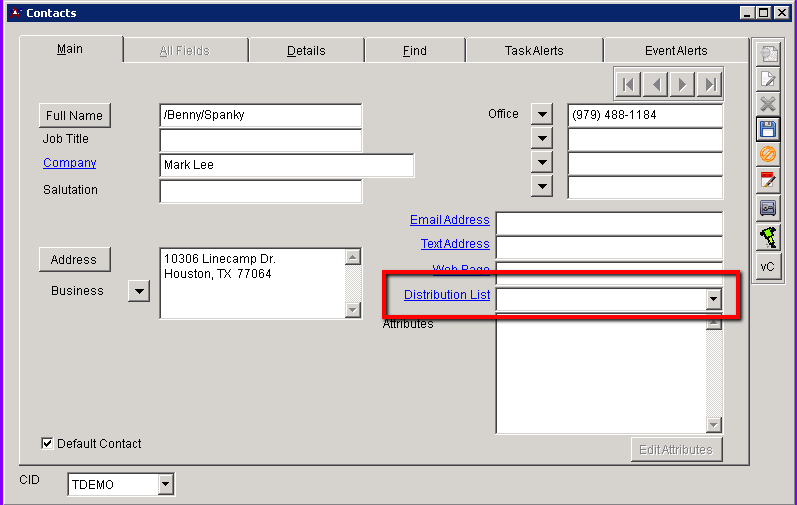 Distribution List on Contact