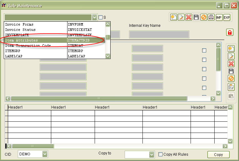 Item Attribute in Rule Maintenance