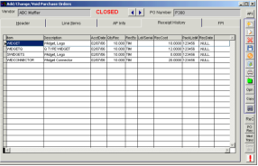 Purchase Order Receipts Tab