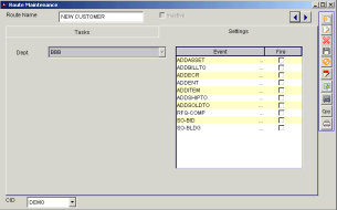 Route Maintenance - Settings Tab