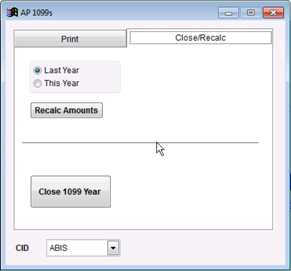 Print 1099 - Close/Recalc